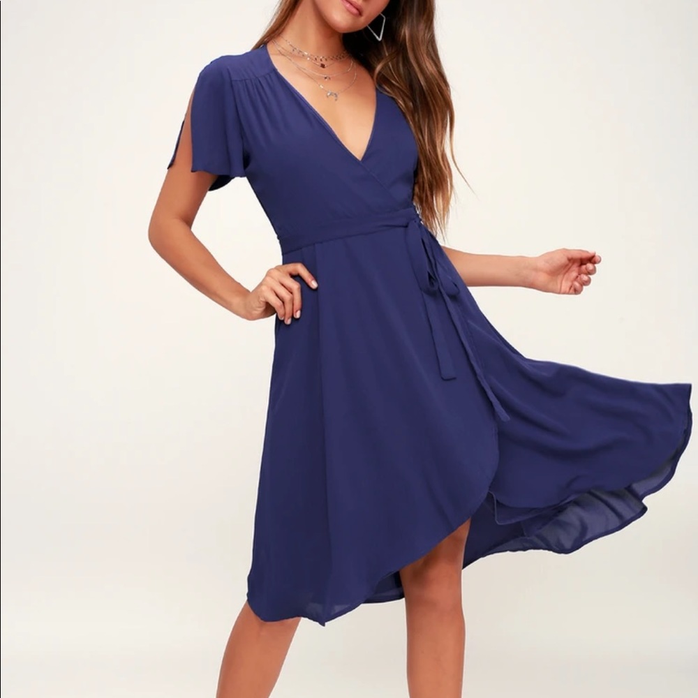 Royal blue wrap dress